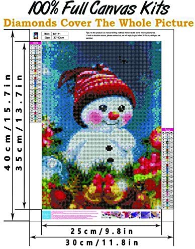 Christmas 5d DIY Diamond Painting by Number Kits for Adults,Diamond Art Kits Crystal Rhinestone Embroidery Diamond Dotz Home Decorations Snowman Gift?Canvas Size: 11.8 X 15.75 in