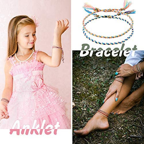 28 Pieces Woven Wrap Friendship Bracelets Handmade Braided Friendship Bracelet Adjustable Colorful Beaded Bracelet