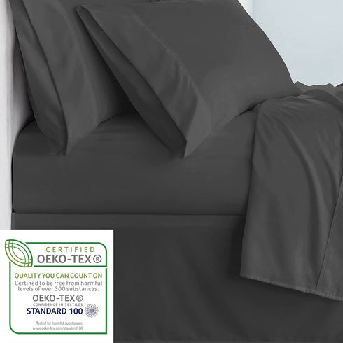 Cathay Home 108072-FT Fitted Sheet, Twin, Gray
