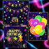 Glow Birthday Party Decoration Set Glow In The Dark Happy Birthday Banner Neon Cake Cupcake Topper Teenager B-Day Party At Night Balloons Ideas Favors Supplies