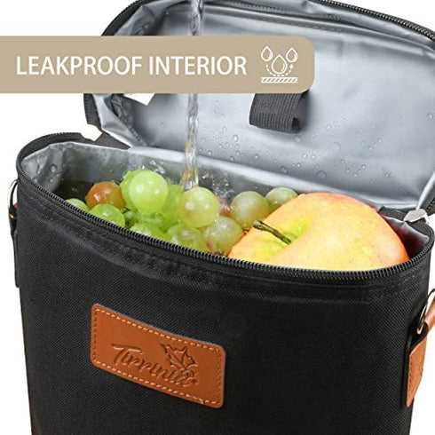 Tirrinia 2 Bottle Wine Tote Carrier - Leakproof & Insulated Padded Versatile Wine Cooler Bag for Travel, BYOB Restaurant, Wine Tasting, Party, Dinner, Great Christmas Day Gift for Wine Lover, Black