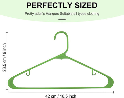Plastic Hangers 20 Pack,Durable Tubular Hanger and Clothes Hangers,Non-Slip Slim Space Saving, Adult Standard Hangers Ideal for Jackets, Suits, Dress, Trousers, Coats?Green?