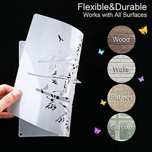 6 Pieces Sunflower Stencil Kit You are My Sunshine Stencil Butterfly Sunflower Reusable Mylar Template Stencils with Metal Open Ring for Painting on Wood Wall Home Decor