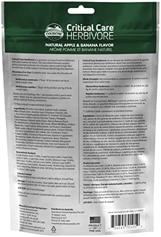 Oxbow Animal Health Critical Care, Herbivore, Apple-Banana Flavor, 454 Gram Bag, 1-lbs (70105)