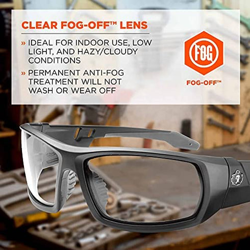 Ergodyne Skullerz Odin Safety Glasses, ANSI Z87 Impact Resistant, Durable Full Frame