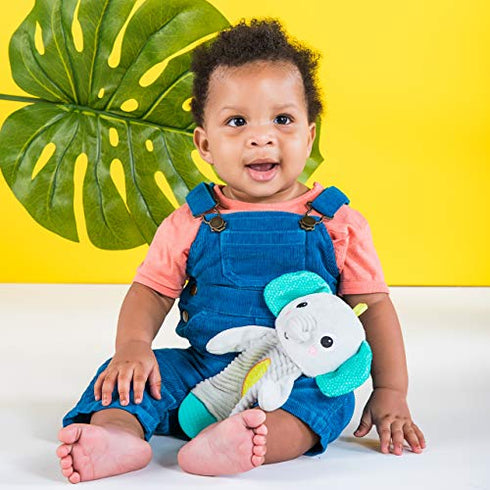 Bright Starts Snuggle & Teethe Plush Teething Baby Toy - Elephant, Crinkle Fabric, Ages 0 Months +