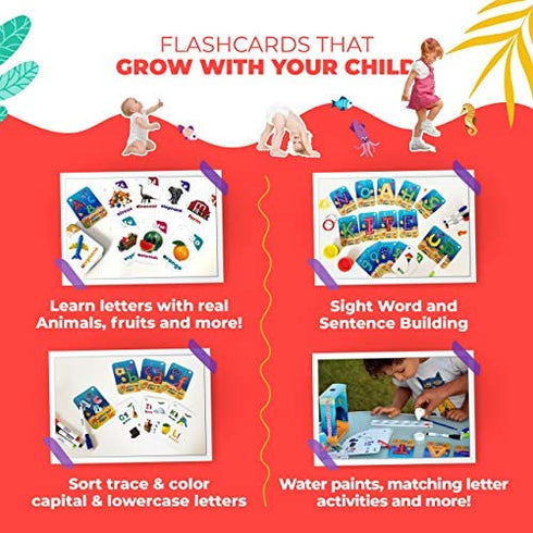 A Baby Shark Adventure - ABC Phonics Flash Cards Complete Set - Learn to Speak, Read and Write - Build First Words, Sight Words, and Phrases - Bonus: 4 Dry Erase Markers, 2 Rings, Parent's Guide Games
