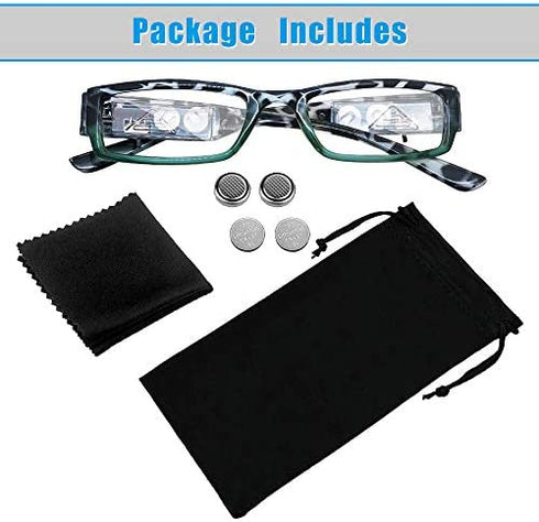Reading Glasses with Light Bright LED Readers with Lights Reading Glasses Lighted Magnifier Nighttime Reader Compact Full Frame Eyewear Clear Vision Unisex Clear Vision Lighted Eye Glasses?+400