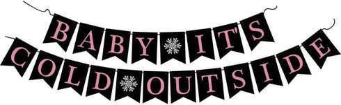 Baby It's Cold Outside Banner - Baby Its Cold Outside Baby Shower Decorations Christmas Snowflake Winter Holiday Home Decor Garland Winter Party Decorations First Birthday Party Photo Props