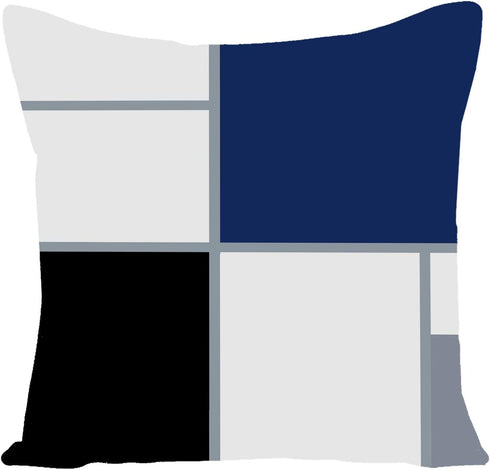 WILPROO Black Dark Blue Geometric Decorative Cushion Pillow Covers Set of 4 18" x 18" Modern Geometric Grey Black and Red Grid Stripe Decor Irregular with Hidden Zipper Home for Couch Bed
