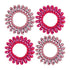 Kitsch Holiday Gift Spiral Hair Ties | Coil Hair Ties | Phone Cord Hair Ties | Hair Coils - 4 Pcs | Metallic Pink Crush