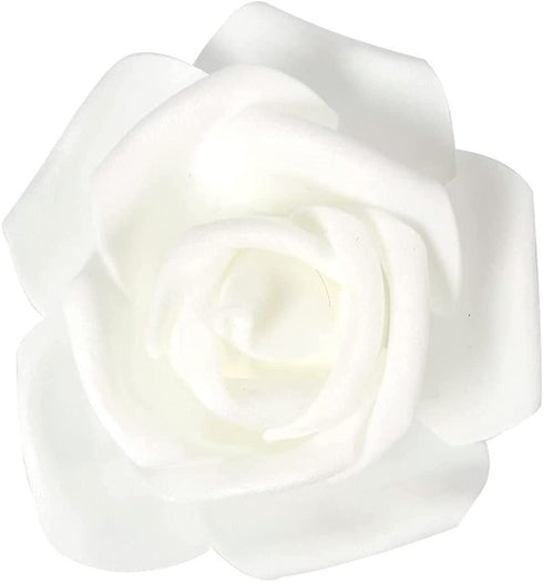 Stemless Artificial Rose Flower Heads for Weddings, Decor, DIY (3 in, White, 100 Pack)