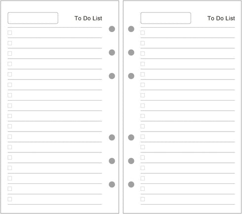 EvZ A6 Refill to Do Paper, 6 Holes Ring Binder Filler for 7 Inches Refillable Journal Notebook Diary Organizer Planner Inserts, 80 Sheets / 160 Pages