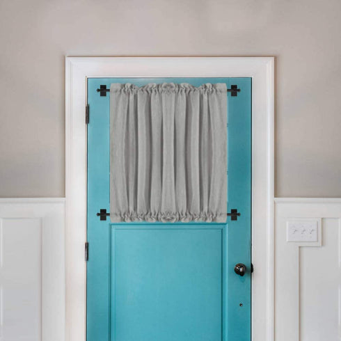 H.VERSAILTEX 2 Pack Magnetic Curtain Rods for Metal Doors Multi-Use Rods for Small Windows Cafe Sidelight and Iron Steel Places, Tool Free with Square Finials (Adjust from 16 to 28 Inch, Black)