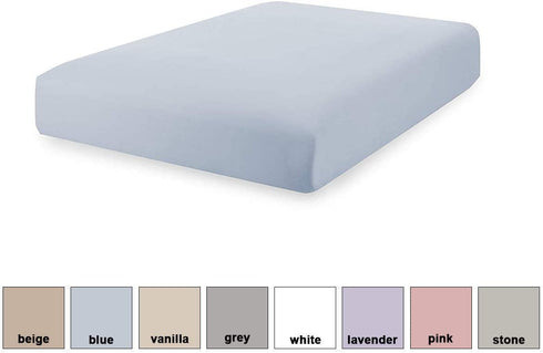 Superity Linen Fitted Sheet, 100% Cotton 200 Thread Count, Cool Breathable and Comfortable,Machine Wash and Dry (Twin 39x75, Blue)