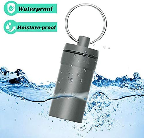 3 Packs Waterproof Aluminum Pill Fob Container, EFFIET Nitro Bottle Holder Nitroglycerin Pill Case Emergency Keychain Pill Holder for Medicine Organizer Dispenser (Silver-Matt-Red)