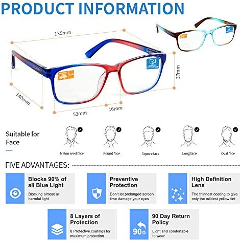 K KENZHOU Progressive Multifocus Reading Glasses Blue Light Blocking for Women Men No Line Multifocal Readers