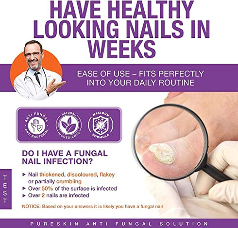 pureskin Fungal Nail Renewal - Maximum Strength Nail Fungus Treatment, Toe Fungus Nail Treatment, Health Care Solution for Finger & Toenail Fungus, Athlete's Foot, Ringworm by Fungus