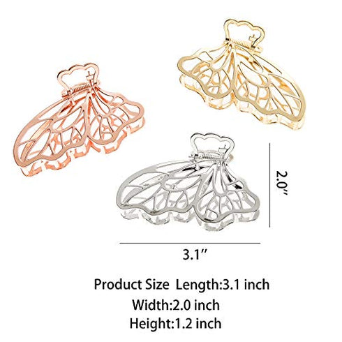 Butterfly Hair Clips for Women KISSKIKO 4 Pcs Silver and Gold Metal Small Claw Clip Cute Sparkling Hair Clip Non-Slip Rose Gold Thick Hair Thin Hair Claw Fancy Combination Hair Accessories Gift