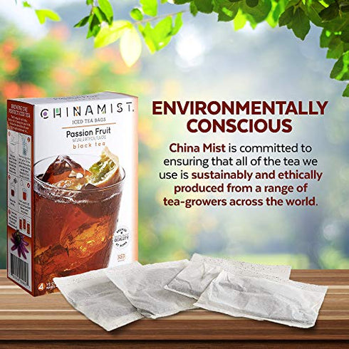China Mist Iced Tea Passion Fruit Black Iced Tea Bags - Each Tea Bag Yields 1/2 Gallon,4 Count (Pack of 1)