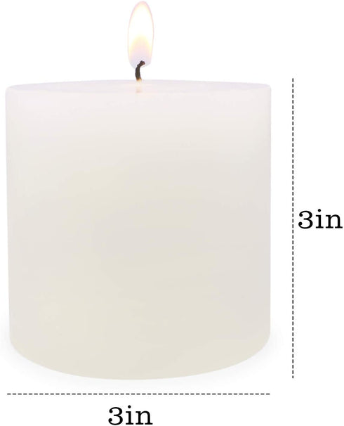 Amusaer 6 Pack 3x3 Inch Unscented Pillar Candles, Dripless and Smokeless Candle Set, Long and Slow Burning Candle, Perfect for Home Decoration, Wedding, Party