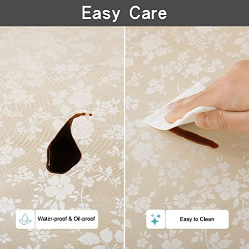 smiry Waterproof Vinyl Tablecloth, Rectangle Heavy Duty Table Cloth, Wipeable Table Cover for Kitchen and Dining Room (Beige, 52" X 70")