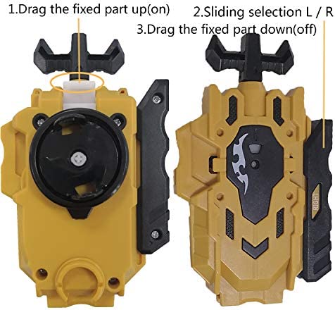 Speder Bey Gyro Blades Launcher and Grip , Light Sparking Battling Burst String Launcher Gyro Left&Right LR Spin Top Compatible with All Bey Burst Series Battling (Gold)