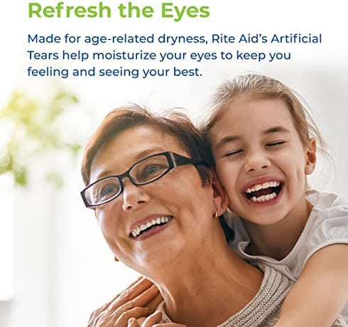 Rite Aid Artificial Tears, Polyethylene Glycol Lubricant Eye Drops - 1 oz | Eye Lubricant Drops for Dry Eyes | Dry Eye Formula | Eye Care for Age-Related Dry Eyes | Replenishes Tears & Refreshes Eyes