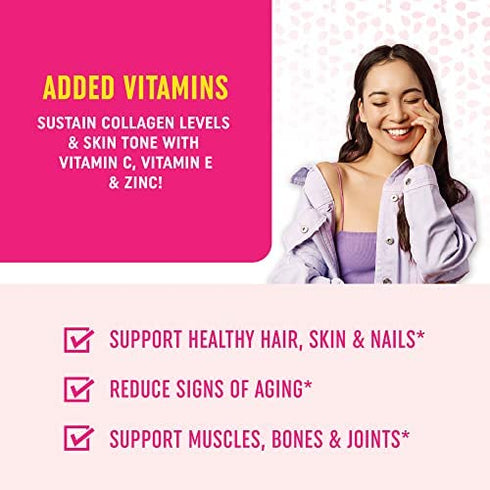 Collagen Gummies (200MG) with Biotin (2,500MCG) Vitamin C, E & Zinc | Lemon Flavor | Anti Aging, Hair Growth, Skin, Strong Nails | Hydrolyzed Collagen Protein Supplements | 60 Non-GMO Gummy Vitamins