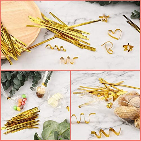 320Pcs Cake Pop Sticks and Wrappers, Lollipop Sticks Cake Pop Bags with Metallic Twist Ties Bow, for Making Lollipops Cookies Candies Chocolates