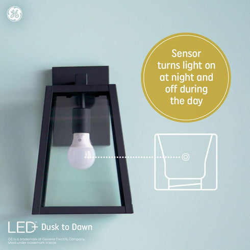 GE Lighting 93121492 LED+ Dusk to Dawn 60-Watt Replacement Candelabra CAC with Built-in Sensor, 2 Count (Pack of 1), Soft White