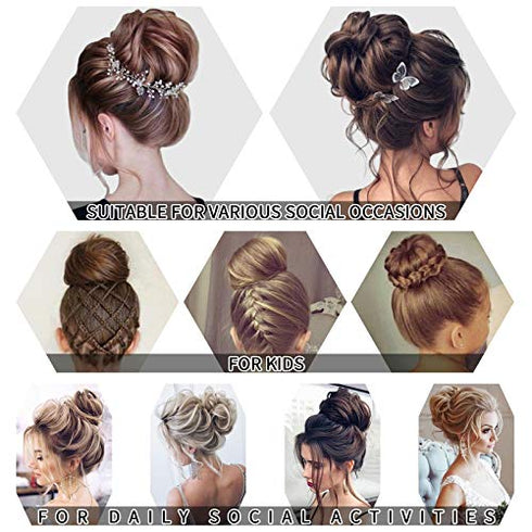 Qunlinta Messy Bun Hair Piece, Hair Bun Thick Updo Scrunchies Hair Extensions Ponytail Hair Pieces for Women Girls Light Brown Mix Ash Blonde