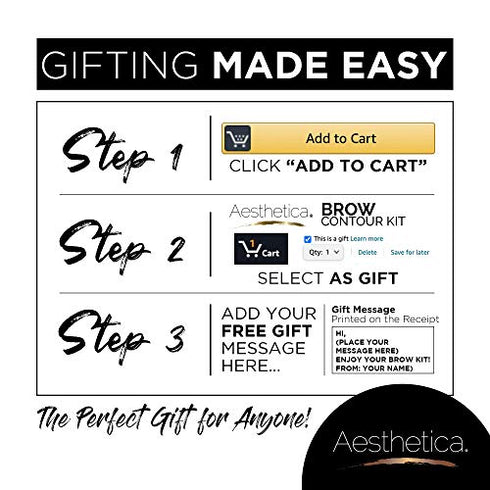 Aesthetica Brow Contour Kit 16-Piece Eyebrow Makeup Palette Set 6 Eyebrow Powders, 5 Eyebrow Stencils, Spoolie/Brush Duo, Tweezers, Eye Brow Wax, Highlighter - Unique Gifts For Women For Her Birthday