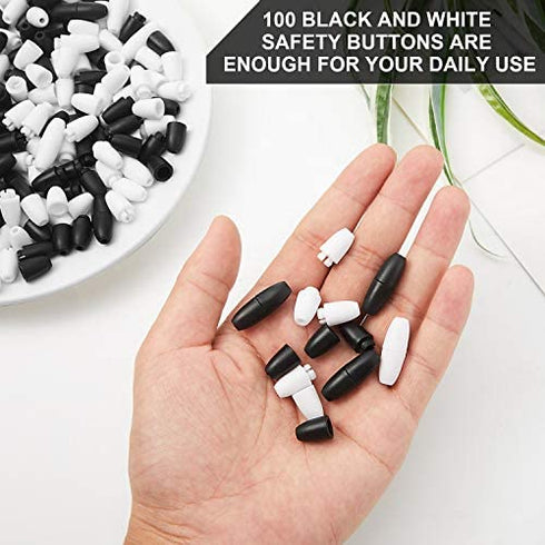 100 Pieces Clasp Bead Barrel Connectors Breakaway Safety Clasp Plastic Breakaway Clasps Safety Breakaway Clasps for Necklace Bracelet Jewelry (Black, White)
