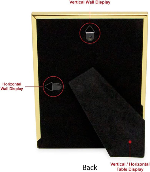 Isaac Jacobs 5x7 White Textured Leather (Vertical & Horizontal) & Gold Metal Picture Frame, with Black Fabric Easel, Wall-Mountable, Made for Tabletop, Wall-Hanging, Home or Office (5x7, White W/ Gold)