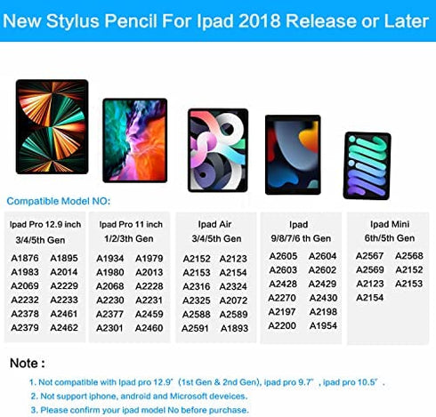 Stylus Pen for Apple iPad Pencil - Pen for iPad 9th 8th 7th 6th Gen Palm Rejection for Apple Pencil 2nd Generation Compatible 2018-2022 iPad Mini 6th 5th iPad Air 5th 4th 3rd iPad Pro 11-12.9 Inch