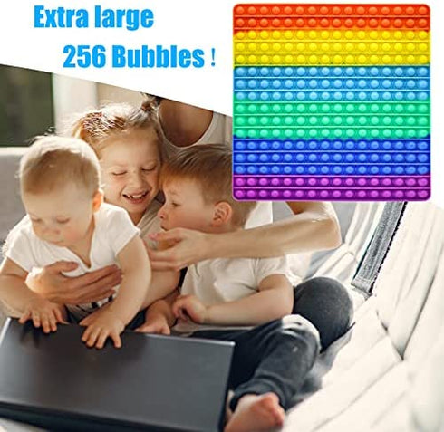 J.Y.Memorize Extra Large Pop 256 Bubbles Fidget, Biggest Pop World Largest Pop 400 200 1000 2000 Bubbles, Square Super Pop Big Popping Popper Poppet Fidget Grande Massive Pop XL 12 inch Pop 30cm