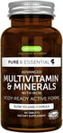 Pure & Essential Advanced Vegan Multivitamin & Minerals for Women with Iron, Methylated Folate, Clean Label, Non-GMO, Sustained Release, 60 Tablets