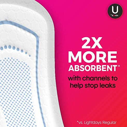 U by Kotex Lightdays Plus Panty Liners, Regular Length, Unscented, 80 Count
