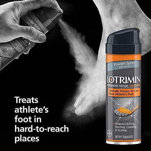 Lotrimin AF Athlete's Foot Powder Spray, Miconazole Nitrate 2%, Clinically Proven Effective Antifungal Treatment of Most AF, Jock Itch and Ringworm, 4.6 Ounces (133 Grams) Spray Can (Pack of 3)