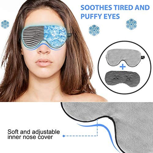Silk Cooling Weighted Sleep Eye Mask-Relief for Headache/Migraine Relief/Sinus Pain/Puffy Dry Eyes,Universal Size (Grey)