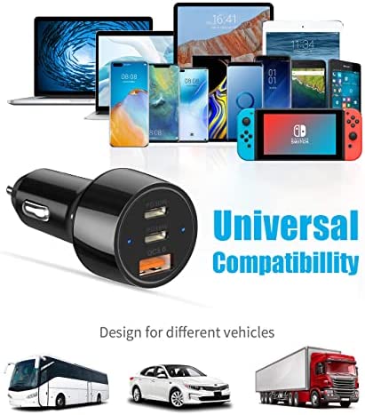USB C Car Charger 48W, Deep Dream USB C Car Adapter Fast Charging, PD & QC3.0 Cigarette Lighter Adapter Compatible with iPad, iPhone 14 Plus Pro 13 12 11, Samsung Galaxy S22 S21 S20, Google Pixel