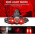 BORUIT RJ-3000 LED Rechargeable Headlamp,3 Modes White and Red LED Hunting Headlamps,5000 Lumens Tactical Flashlight Red Light Head Lamp for Running Camping Hiking Fishing