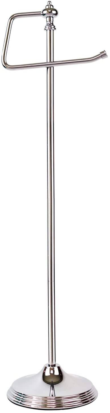 SunnyPoint Bathroom Free Standing Toilet Tissue Paper Roll Holder Stand with Reserve Function, Chrome Finish