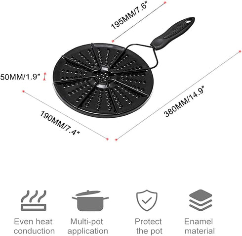 KOBSAINF Iron Heat Diffuser Plate,Gas Stove Glass Cooktop Converter,Flame Guard Reduction Radiator,Evenly Conduction Cooker Heat Diffuser Plate for Coffee Milk