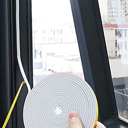 fowong White Weather Stripping 49.5 Feet, 1/4 Inch Wide X 1/8 Inch Thick, Window Seal High Density Foam Sealing Strip Adhesive Foam Gasket Tape for Door Insulation, 16.5 Ft x 3 Rolls Each