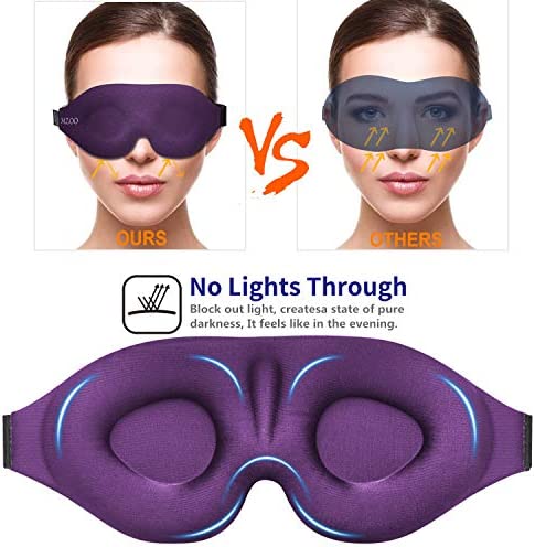 MZOO Sleep Eye Mask for Men Women, 3D Contoured Cup Sleeping Mask & Blindfold, Concave Molded Night Sleep Mask, Block Out Light, Soft Comfort Eye Shade Cover for Travel Yoga Nap, Purple