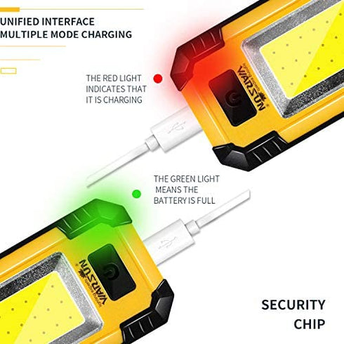 WARSUN Led Work Lights Rechargeable Magnetic Mechanic Light Portable Worklight for Camping Car Repairing 30w 1200 High Lumens Bright Yellow