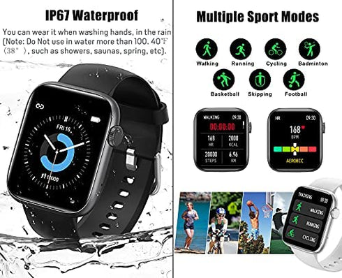 feifuns Smart Watch with Call(Answer Make Call) IP67 Waterproof Fitness Tracker Heart Rate Blood Pressure Oxygen SpO2 Sleep Step Calorie Count Smart Watches for Men Women for Android iOS Phone (White)