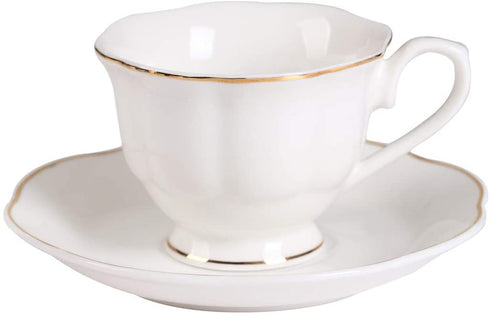 GuangYang 12 Pieces (Tiny Style) Mini Porcelain Espresso Cups with Saucers - 2.8 Ounce Coffee Cup and Saucer set of 6 ,80cc,White